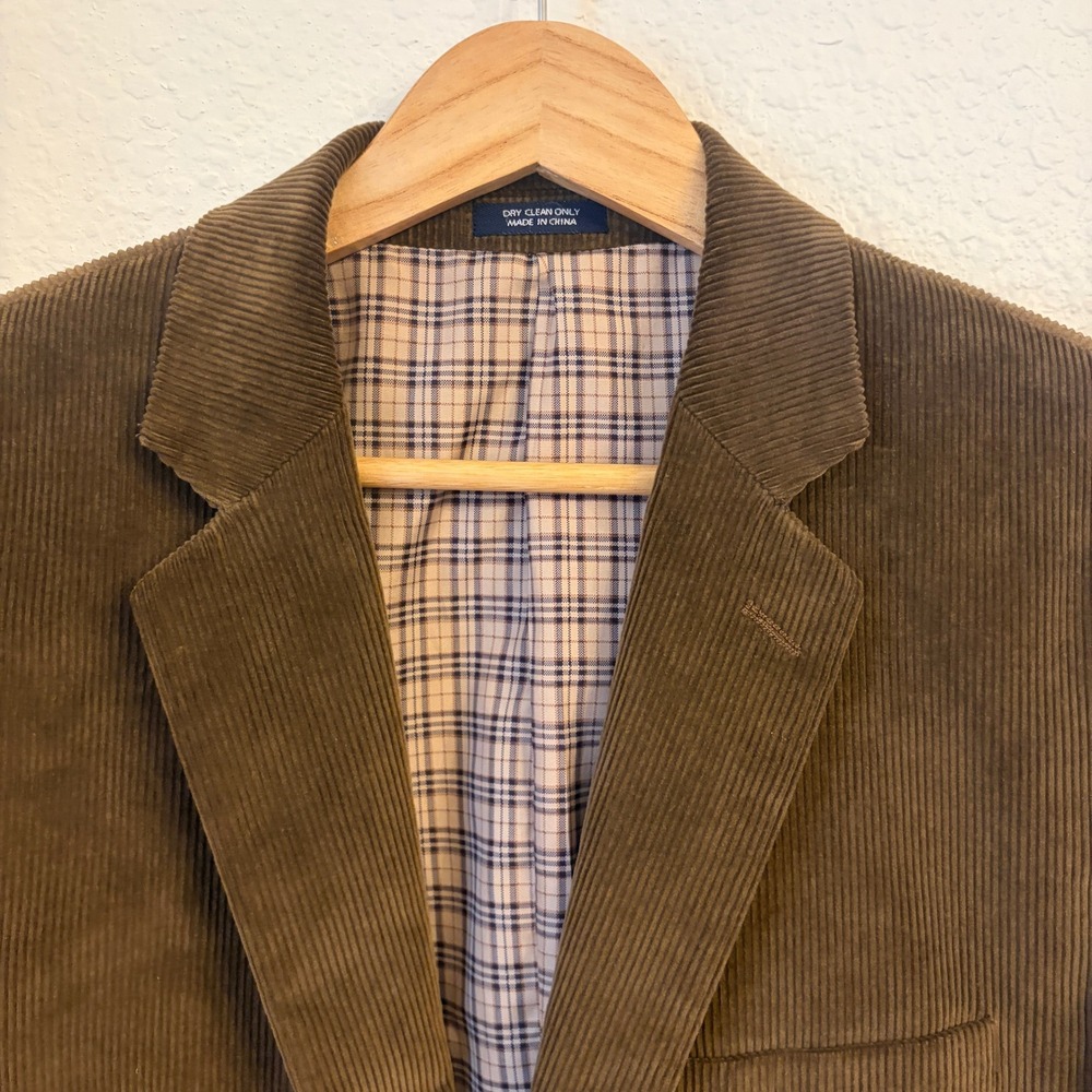 Saddlebred Mens Brown Corduroy Blazer 40R Sports Coat Jacket Cotton Academia - Picture 2 of 14
